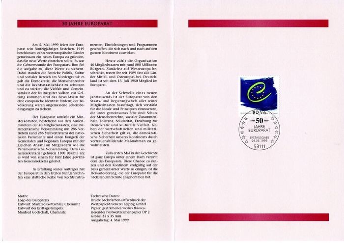 1999 Bundes Republic Deutschland (Germany) Federal Annual Stamp EFT Collection with 42 images of contents