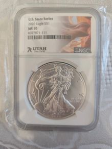 2020 American Silver Eagle MS70 graded NGC coin