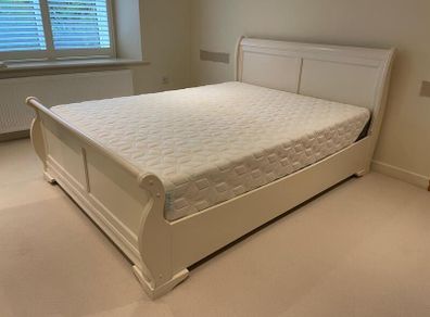 Sleigh bed and mattress