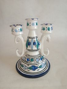 Tunisian Hand Painted Pottery Candle Holder