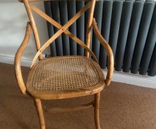 Vintage Rattan Bentwood X Cross back dining chair Farmhouse Country
