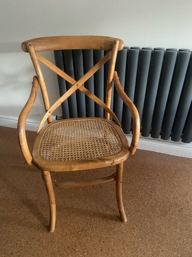 Vintage Rattan Bentwood X Cross back dining chair Farmhouse Country