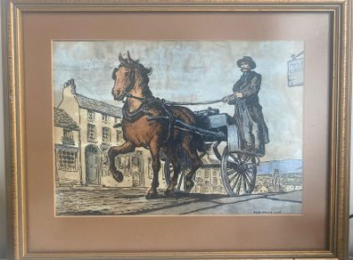 Jack Butler Yeats RHA The Post Car Hand Coloured Cuala Press Print