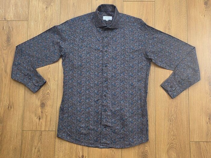 Eton Men's Melange Floral Dress Shirt Size Large