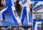 Kickboxing/Bushido uniform white/blue, 12-14 yrs approx.