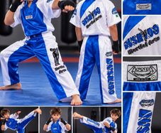 Kickboxing/Bushido uniform white/blue, 12-14 yrs approx.