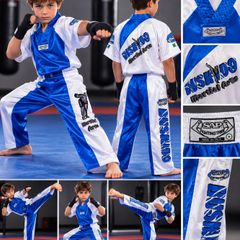Kickboxing/Bushido uniform white/blue, 12-14 yrs approx.