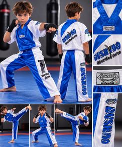 Kickboxing/Bushido uniform white/blue, 12-14 yrs approx.