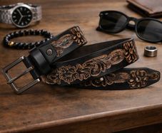 Premium Embossed Genuine Leather Belt Stylish Vintage Designer Belt Durable Formal & Casual Waist Belt