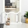 3 Panels Dog Gate w/ Support Feet Fence Safety Barrier Freestanding Wood White Image 3