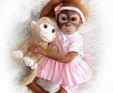 21 ''/ 52 cm Lifelike Reborn Baby Monkey Realistic Handmade Reborn Dolls Newborn Baby Doll Weighted body Collectible Art Doll Toy for kids Gifts (FREE POSTAGE)