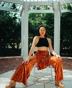 SALE Fab Zara Lux Burnt Orange Velvet Combination of Midi Skirt and  Wide Leg Trousers with Splits  Size Large Generous Fit with Elasticated Waist UK 14  New with Tags RRP 50 euro