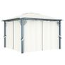 Gazebo with Curtain and String Lights 300x300 cm Cream Aluminium Image 2