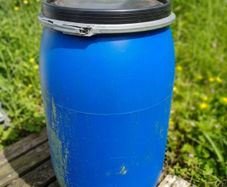 180-Litre Blue Plastic Barrel  Storage Drum with Clamp Lid