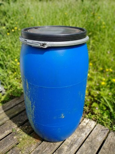 180-Litre Blue Plastic Barrel  Storage Drum with Clamp Lid