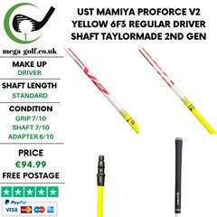 UST Mamiya Proforce V2 Yellow 6F3 Regular Driver Shaft / Taylormade 2nd Gen