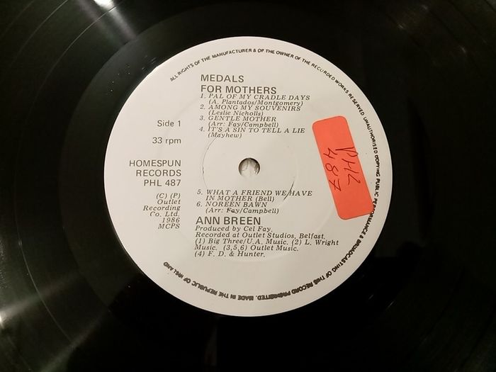 ANN BREEN. Medals For Mothers. Original 1986 Irish Pressing. LP. Vinyl. Record. Album.