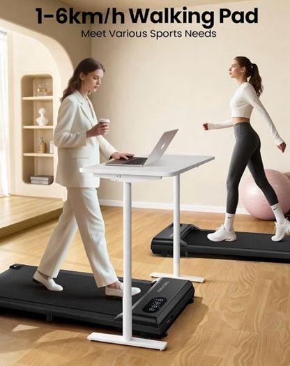 Walking Pad Treadmill, 6km/h Under Desk Treadmill for Home, 2.5HP Quiet Portable Electric Running Pad, Office Mini Walking Machine, 300LBS Capacity, Remote & LED Display, No Assembly