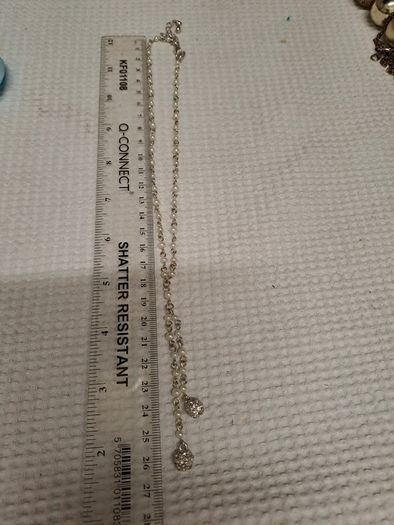 M&S Faux Pearl Drop Necklace with Crystal Pendants