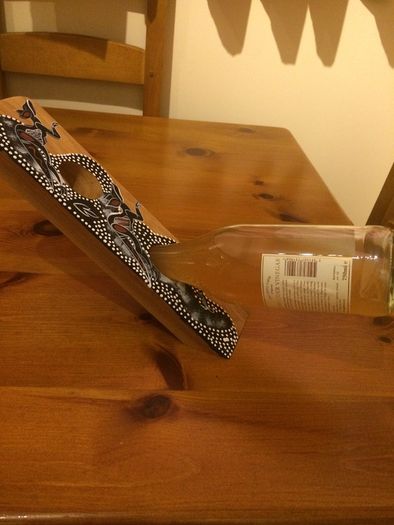 Australian hand painted wooden wine holder