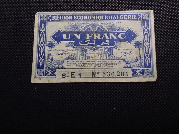 Algeria- WW2 - UN Franc Banknote - 1944