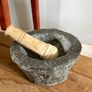 Rustic Stone Mortar & Wooden Pestle Image 4