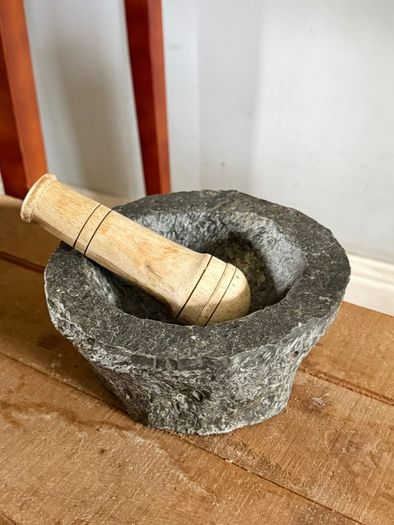 Rustic Stone Mortar & Wooden Pestle