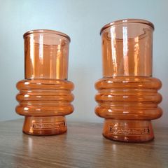 Set of x2 Orange Glass Vases