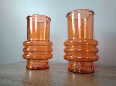 Set of x2 Orange Glass Vases