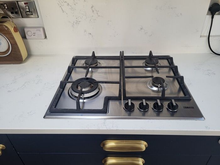 Kitchen units, island and quartz worktops.
