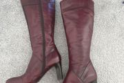 Lottusse Burgundy Brown Leather Knee High Boots Size Uk 6,5