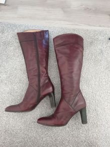 Lottusse Burgundy Brown Leather Knee High Boots Size Uk 6,5