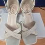 Bridal White Satin Pearl Heeled Sandals Size 5 Image 8