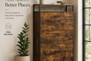 Rustic Industrial Shoe Cabinet with Adjustable Compartments 80 cm Wide Hallway Storage Unit