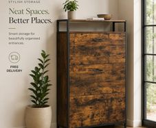 Rustic Industrial Shoe Cabinet with Adjustable Compartments 80 cm Wide Hallway Storage Unit