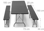 Bench and Table Foldable-Set of 3 in Different Colours, Marquee Benches and Table with Rattan Look, Outdoor Furniture Foldable Patio Furniture Set