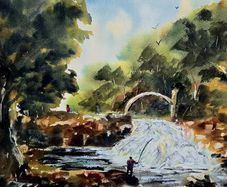 salmon leap leixlip watercolour