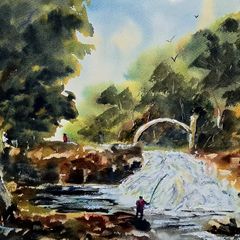 salmon leap leixlip watercolour