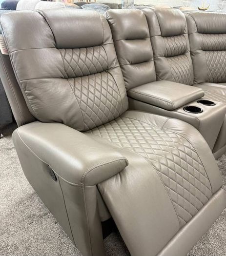 Halifax Corner Electric Leather Recliner Sofa - USB ports - LED lights