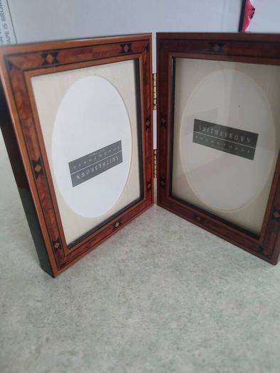 NEW Addison Ross London Wood Marquetry Hinged Double Photo Frame Addison Ross