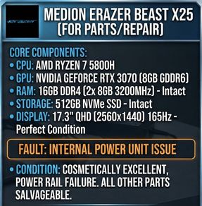 Broken / For Parts: Medion Beast X25 RTX 3070