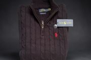 Ralph Lauren Black Cable Knit Quarter Zip