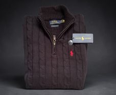Ralph Lauren Black Cable Knit Quarter Zip