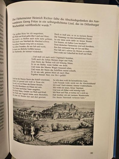 Von Dillenburg Na H Texas By  Ursula Hatzfeld. Die Auswanderung Im Amt Dillenburg Von 1845 Bis 1846. First Edition Hardback In Good Condition.  See Photos For Same.