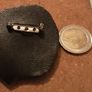 Vintage leather faced mask brooch Image 2