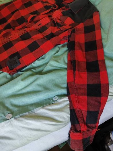 Denim Jacket Red Black Checkered Reserved S Size