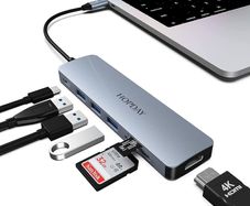 7 in 1 USB C to HDMI HOPDAY USB C Adapter with 4K HDMI, Type C 100W PD, 5Gbps USB 3.0 Data Ports, SD/TF Card Reader, Docking Station for MacBook Air/Pro, iPad, Windows
