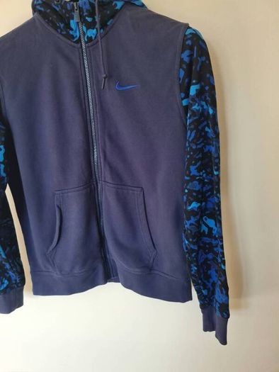 Nike camo full zip hoodie size medium ptp 22" navy in good condition