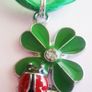 Irish St Patrick Day Clover Shamrock 4 leaf Pendant Necklace with Ladybird Image 2