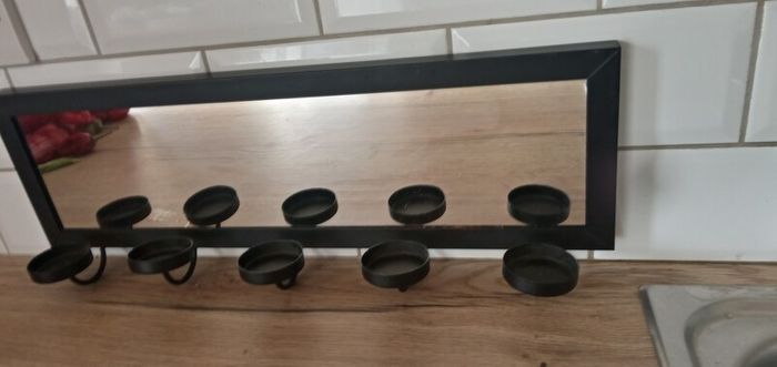 Black Candle Holder/Mirror